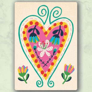Postkaart Bloemenhart – ZintenZ duurzame ansichtkaart met kleurrijk hart en bloemen (10 x 15 cm)