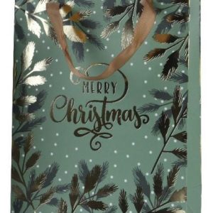 Cadeautas Papier Merry Christmas Groen Goud S Model B