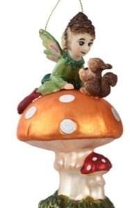 Kerstbal Elfje op Paddenstoel