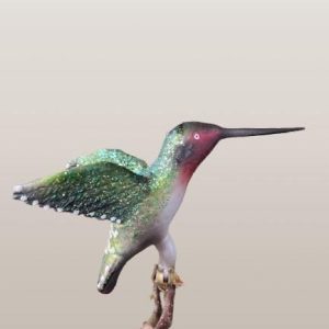 Glazen Kolibrie op Clip Groen-Oranje