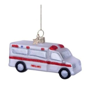 Kerstbal Ambulance Wit