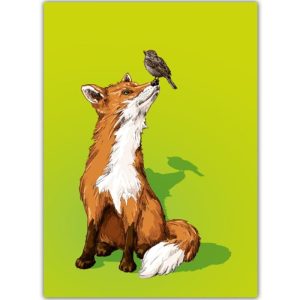Ansichtkaart Kunto – Vos en Vogelillustratie (illi)