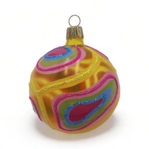 Kerstbal Geel Mat Transparant Met Glitters