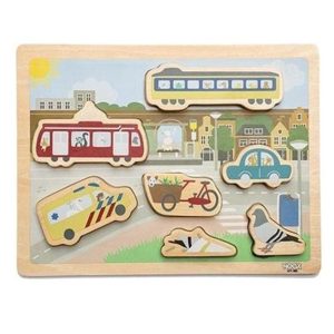 Houten chunky blocks puzzel stad – Duurzame houten puzzel van Noox