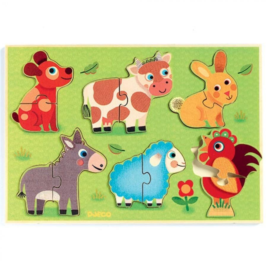 Djeco Relief Puzzel Boerderijdieren - Afbeelding 2