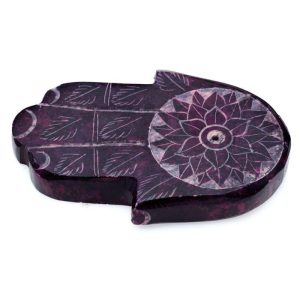 Zeepsteen Chakra Hand Wierookhouder Paars