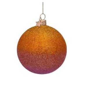 Kerstbal Cognac Glitter – Glazen ornament Ø 8 cm van Vondels