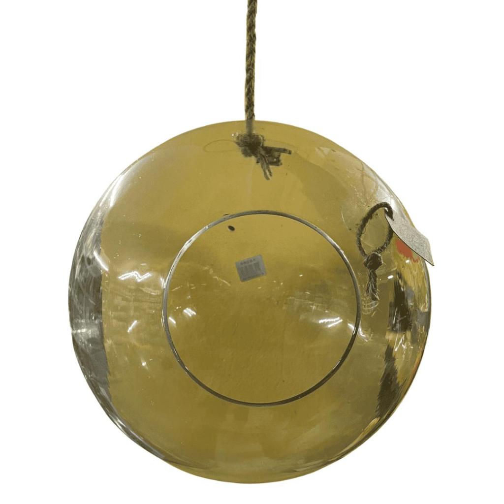 Hangende glazen bol van gerecycled glas met touw – Ø30 cm - Afbeelding 3