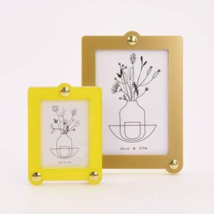 Omwisselbaar Fotolijstje Staand Vierkant S Geel/Goud