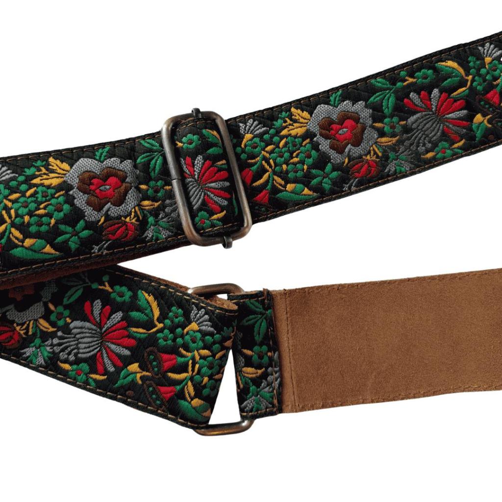 Leren Schouderriem Sheetal 1 – Geborduurde bloemenriem met verstelbare gesp - Afbeelding 3
