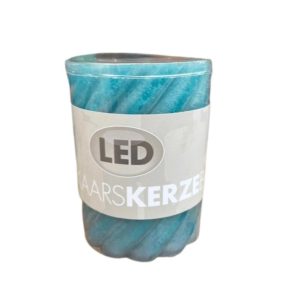 LED Kaars Turquoise met Strepen – Realistische Waslook (10×7 cm)