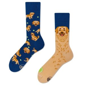 Many Mornings Mismatch Sokken – Golden Boy – Golden Retriever Sokken – Maat 39-42 – Hondenfans opgelet!