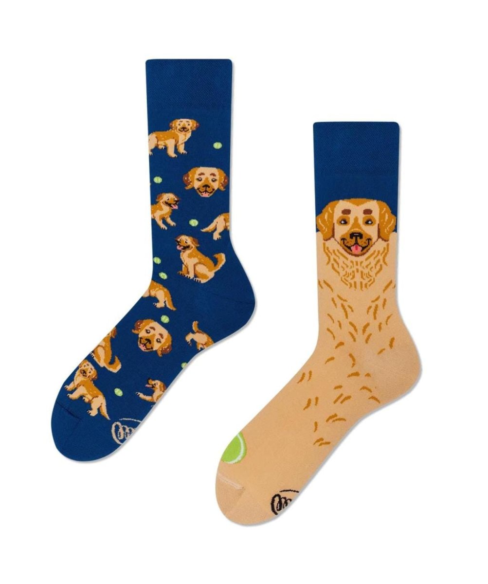 Many Mornings Mismatch Sokken – Golden Boy – Golden Retriever Sokken – Maat 39-42 – Hondenfans opgelet!