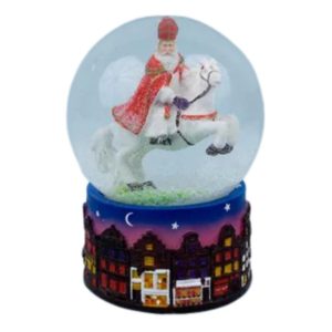 Sneeuwbol Sinterklaas op Paard – Glazen Sinterklaas Sneeuwbol (10 cm)