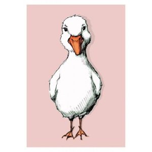 Ansichtkaart Eend roze – Illustratieve Dierenkaart (illi)