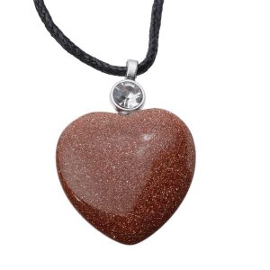 Helende Steen Hartvormige Hanger – Goudsteen – Optimisme – 44 cm Ketting