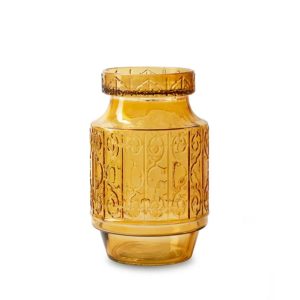 Vaas Billie Oranje – Glazen Vaas met Sierlijk Reliëf van Jodeco Glass (H19,5 cm)