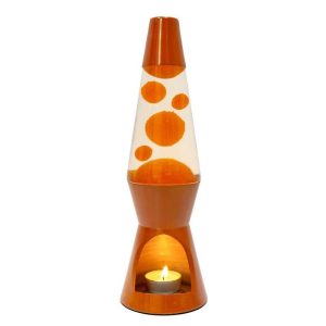 Fisura T-Light Lava Lamp Terracotta – Retro lavalamp met wax en theelicht (33 cm)