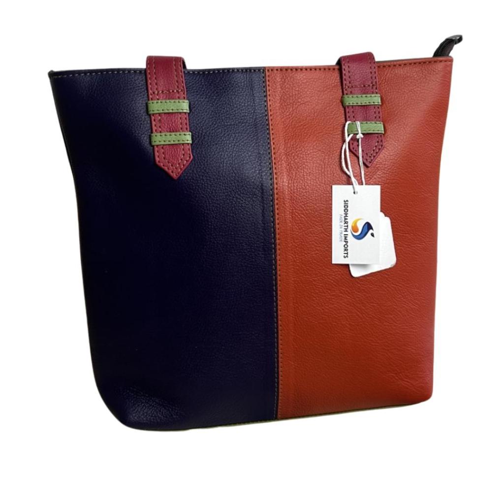 Leren Shopper Lakshmi 4 – Fairtrade handgemaakte leren tas van restleer - Afbeelding 3