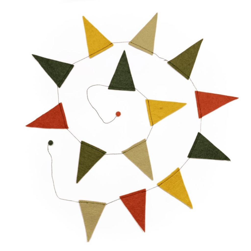 Viltslinger Vlag Groen Geel Bruin – Handgemaakte Wolvilt Slinger 220 cm - Afbeelding 4