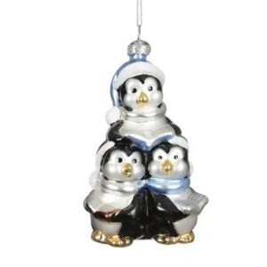 Kerstbal Pinguïns – Handgemaakt Glazen Ornament – Kaemingk