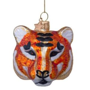 Kerstbal Tijger Hoofd Oranje Goud