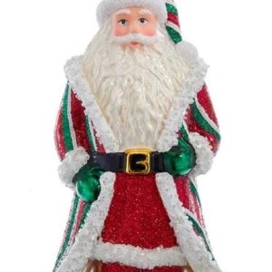 Kerstbal Kerstman in Gestreepte Jas