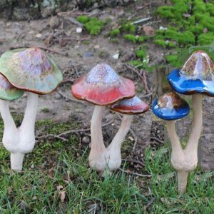 Dubbele Paddenstoel Keramiek Bruin-Blauw