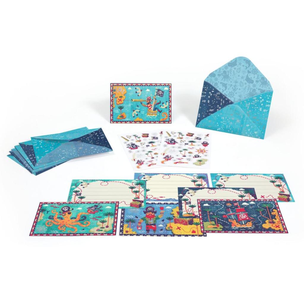 Uitnodigingen Allemaal aan boord! – Set van 8 kaarten met enveloppen & stickers – Djeco - Afbeelding 3