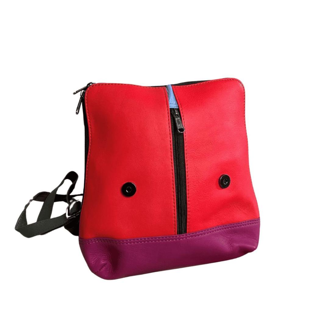 Leren Rugtas/Schoudertas Ananya 1 – Fairtrade handgemaakte tas van restleer - Afbeelding 3