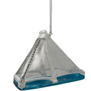 Kerstbal Erasmusbrug Rotterdam – Glazen Ornament in Zilver en Blauw