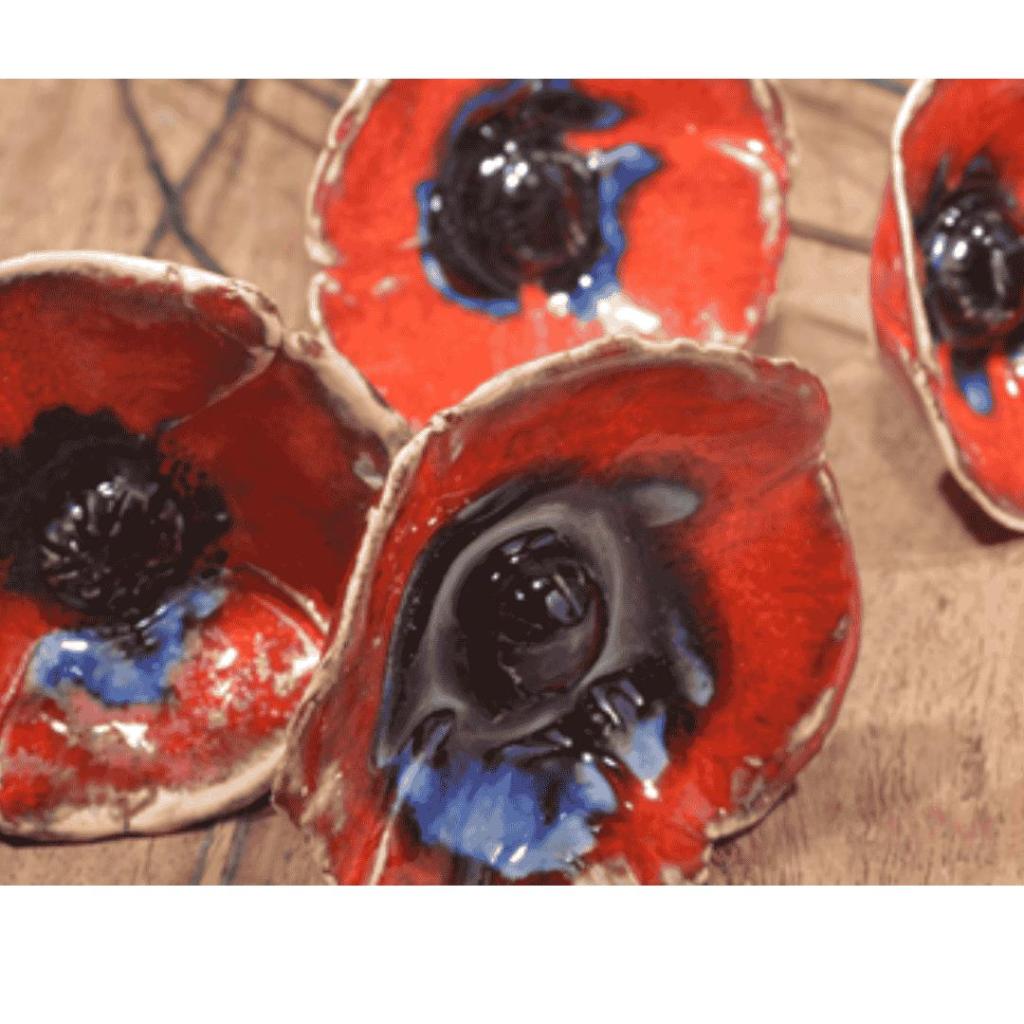 Keramiek Klaproos S – Fair Trade tuinornament van Wilma’s Wereld (Ø 8 cm, H 47 cm) - Afbeelding 3