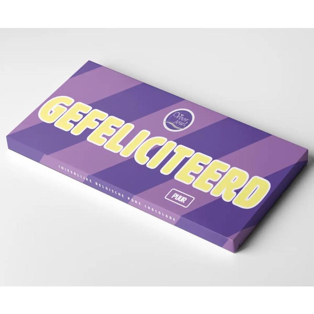 Wensreep Gefeliciteerd Puur – Fairtrade Belgische pure chocolade cadeaureep - Afbeelding 2