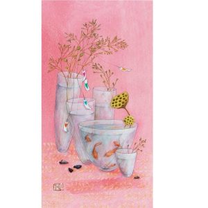 Dubbele kaart Vases Poissons – Langwerpige wenskaart van Gaëlle Boissonnard