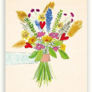 Postkaart Bloemenboeket Hartjes – ZintenZ duurzame ansichtkaart met veldboeket (10 x 15 cm)