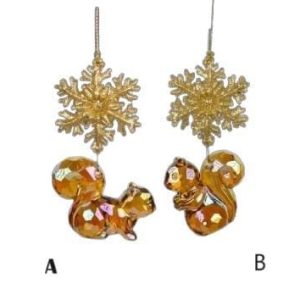 Kerstbal Acryl Eekhoorn met Sneeuwvlok Goud A