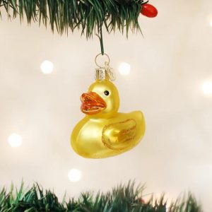 Kerstbal Rubber Eendje – Glanzend Gouden Ornament van Old World Christmas