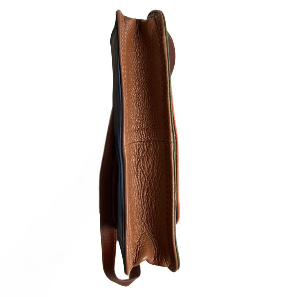 Leren Schoudertas Azra 2 – Fairtrade tas van restleer in warme kleurencombinatie - Afbeelding 6
