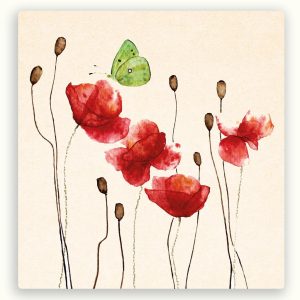 ZintenZ vierkante postkaart – Klaprozen en vlinder (13,5 x 13,5 cm)