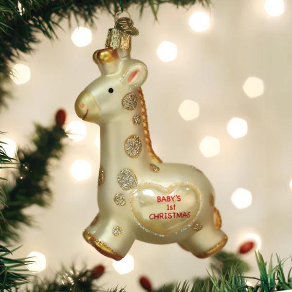 Kerstbal Baby’s 1st. Giraf – Handgemaakt Glazen Ornament van Old World Christmas - Afbeelding 2