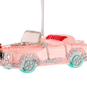 Kerstbal Trouwauto roze