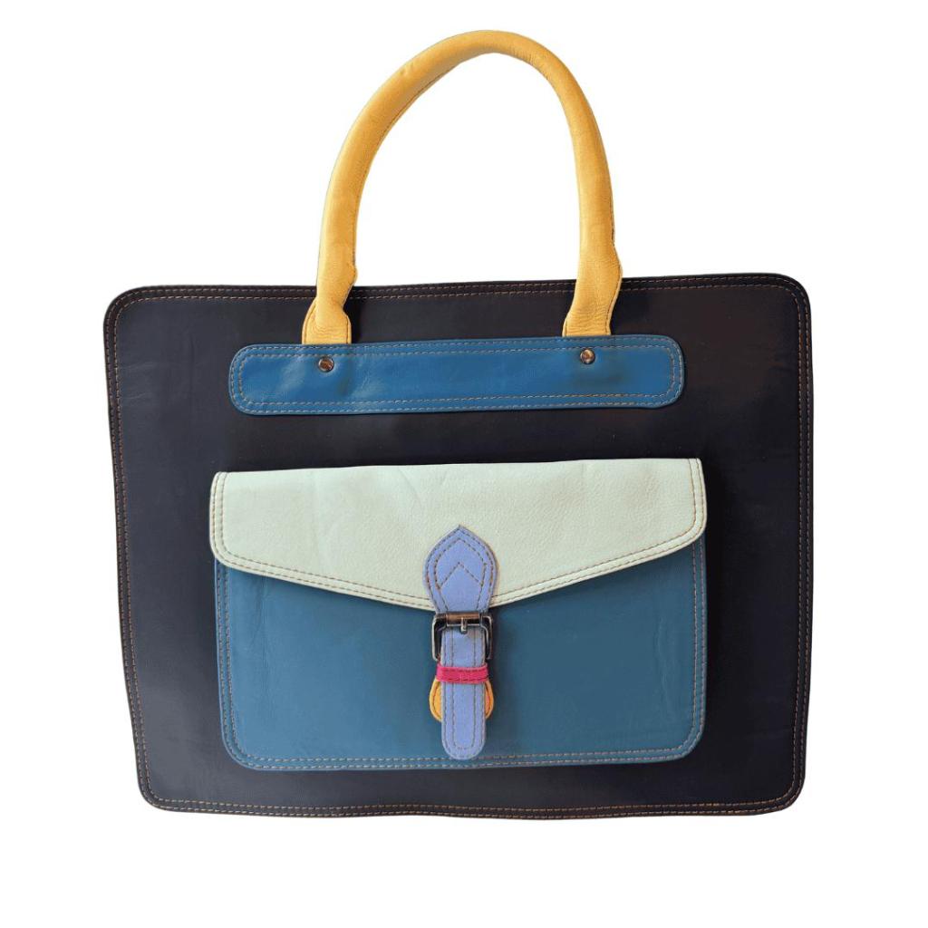 Damini 3 Fairtrade Laptoptas – Handgemaakte leren werktas van Siddharth Imports - Afbeelding 2