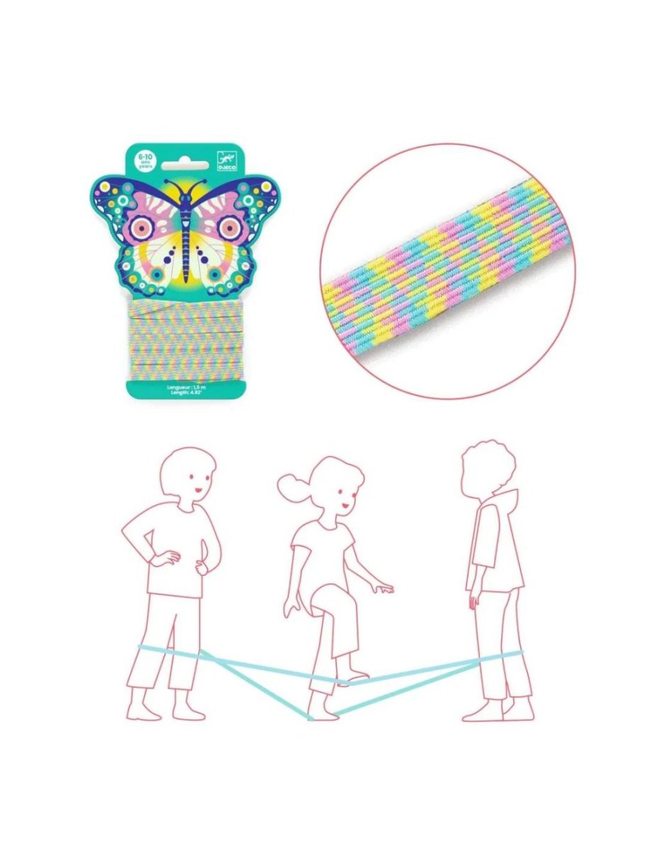 Djeco Springelastiek Vlinder – Kleurrijk Elastiekspel voor Buiten - Afbeelding 3