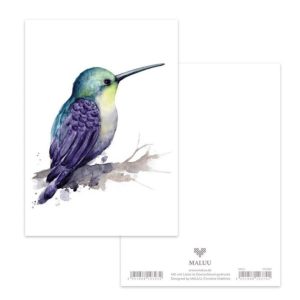 Ansichtkaart Kolibrie– Aquarelontwerp van Christine Matthies