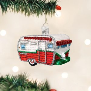 Kerstbal Retro Caravan Rood