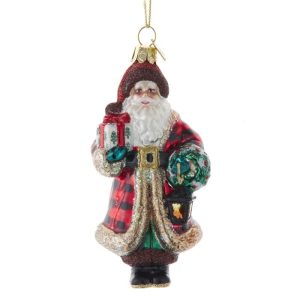 Kerstbal Kerstman met Cadeau, Krans en Lantaarn – Kurt Adler