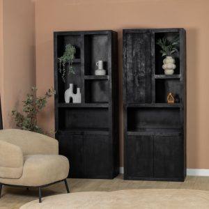 Boekenkast Sven 1 deur zwart | 80cm