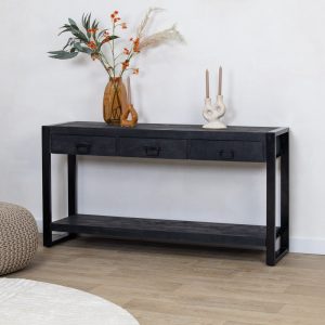 Sidetable Viggo zwart met lades 150cm