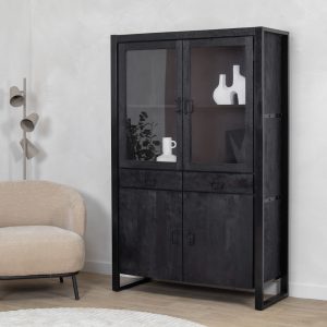 Vitrinekast Viggo zwart | 115cm