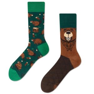 Many Mornings Mismatch Sokken – Beaverly Heels – Bever Thema – Maat 39-42 – Comfort met een Knipoog
